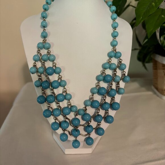 Beautiful Blue Color Necklace in Gold Tone (19") for any occasion - Picture 1 of 16